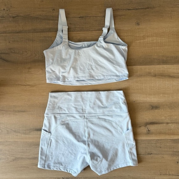 Aerie Offline light sky blue longline sports bra + bike shorts workout set - XL - Picture 3 of 3